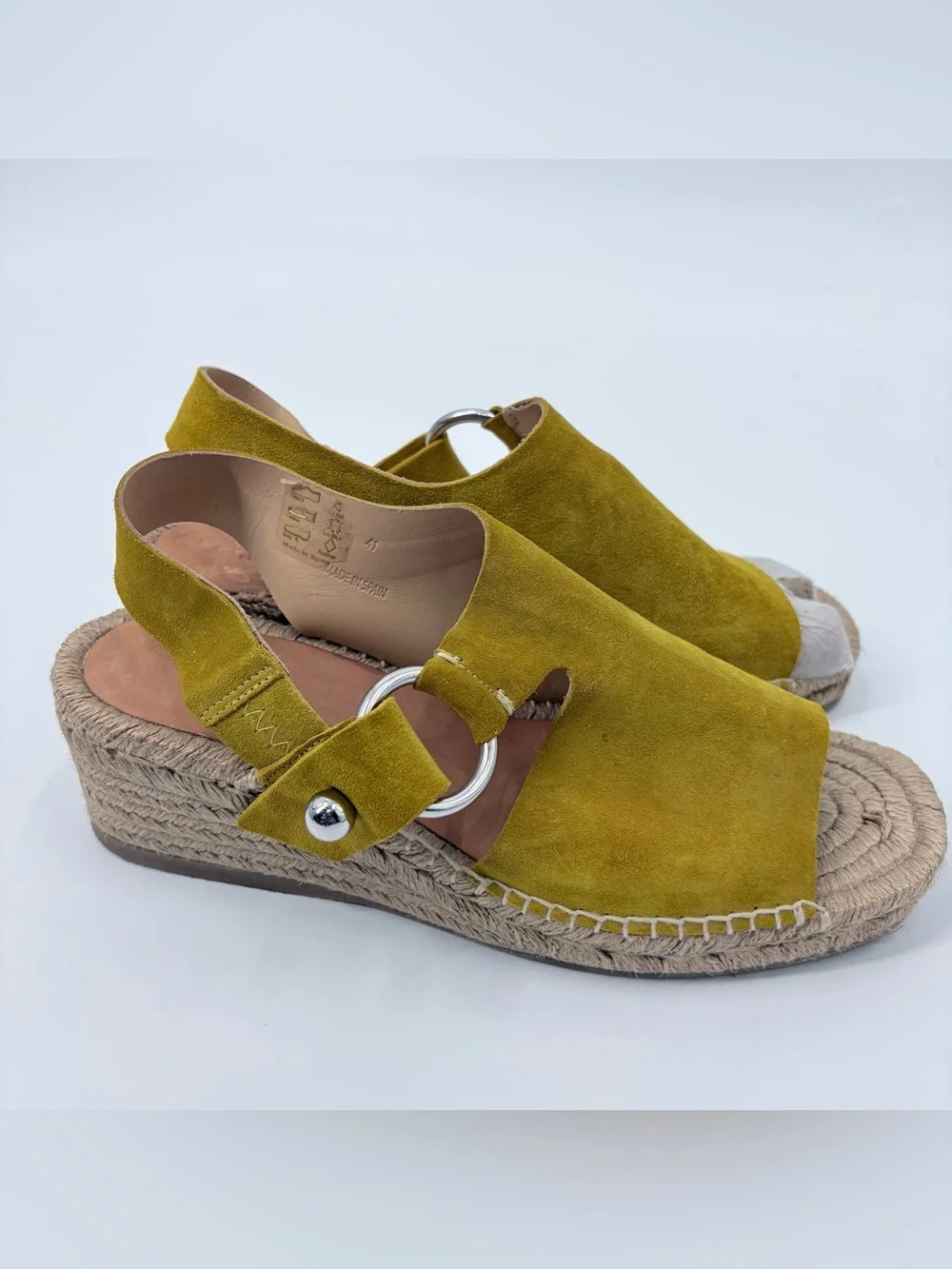 Rag & Bone Mustard Yellow Arc Suede Wedge Sandals